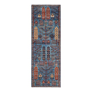 Serapi, One-of-a-Kind Hand-Knotted Runner Rug - Light Blue, 2' 10" x 8' 0" For Sale