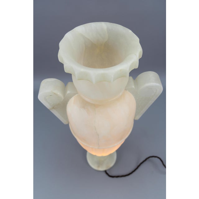 Neoclassical Style Alabaster Amphora-Shaped Table Lamp, 1930s For Sale - Image 9 of 18