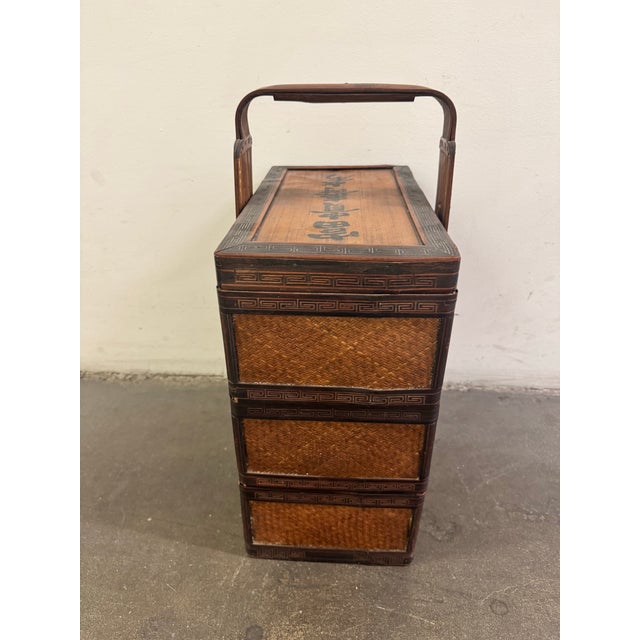 traditional Chinese tiered wedding wooden basket These baskets were historically used in Chinese culture to transport...