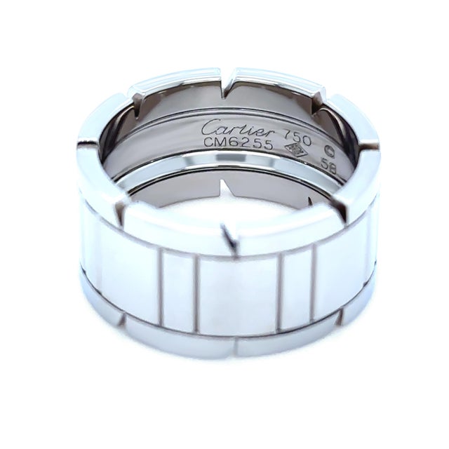 Cartier Cartier 18ct White Gold Tank Française Ring 14.81g, Size 9 For Sale - Image 4 of 11
