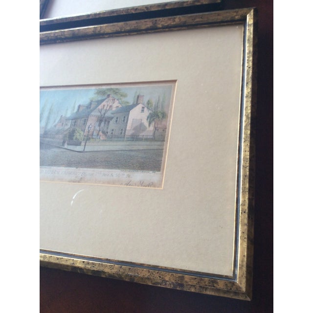 Vintage Architectural Hand Colored Etchings - a Pair For Sale In Columbus - Image 6 of 13