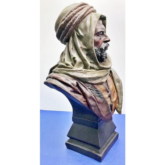 Late 19th Century Late 19th Century Saracen Terracotta Nubian Arab Bust After Guluche For Sale - Image 5 of 13