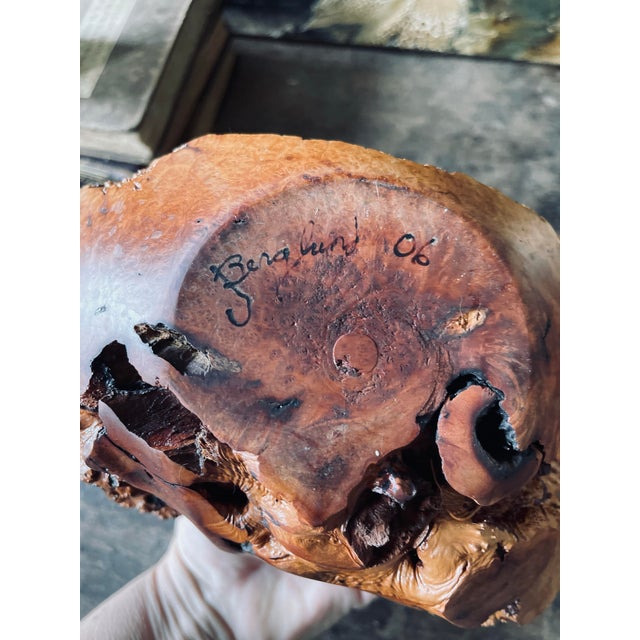 Contemporary Artist Berglund Signed Burled Wood Vase For Sale - Image 3 of 12