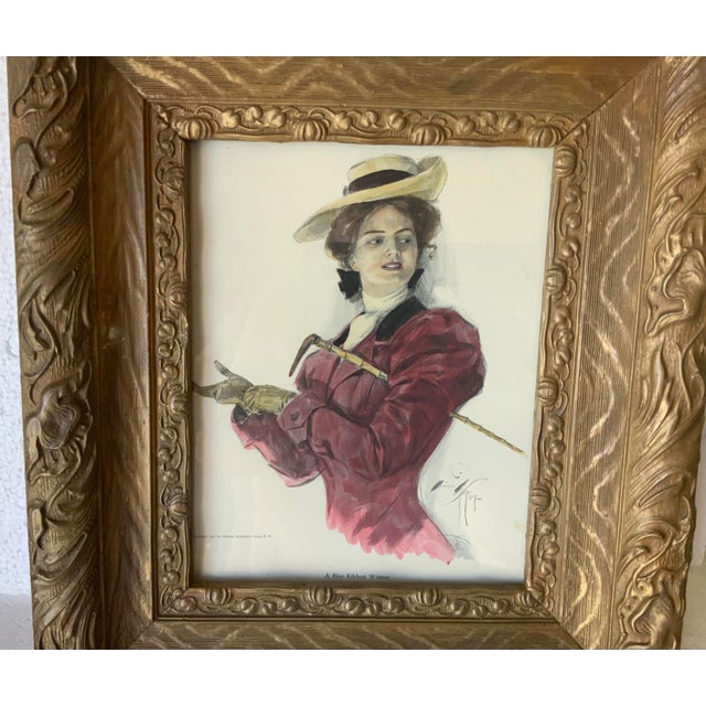 Signed “Harrison Fisher 1907” in the plate; copyright 1907 Charles Scribner’s Sons, New York; elaborately painted wooden...