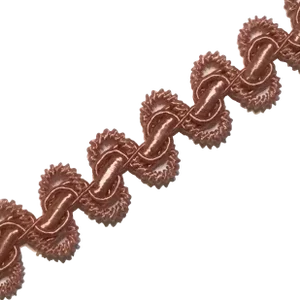 1980s Rose Colored Satiny Snake Zigzag Braid Trim- 9 Yards (T-142 - E-1302)