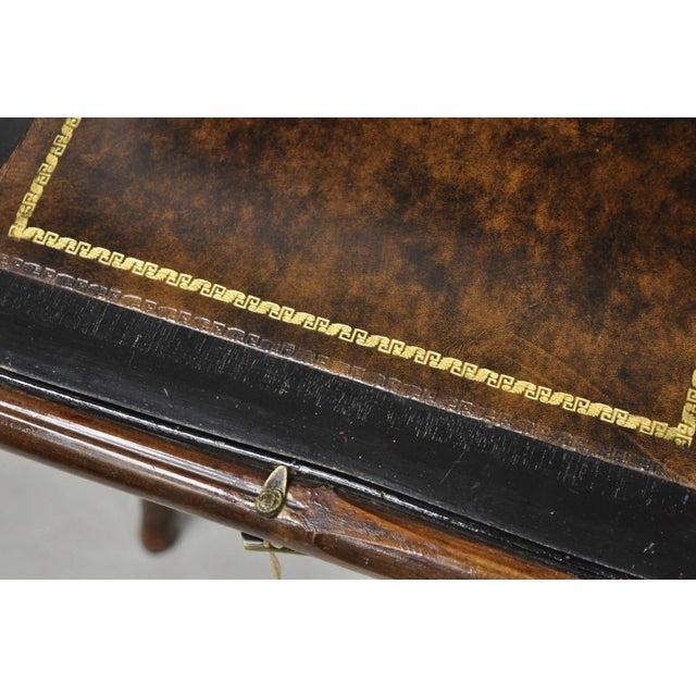 Brown Antique English Victorian Bamboo Chinoiserie Compact Fall Front Secretary Desk For Sale - Image 8 of 18