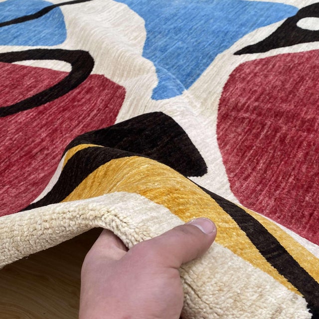 Textile After Alexander Calder Modern Hand-Knotted Wool Rug - 5'4" X 7'8" For Sale - Image 7 of 17