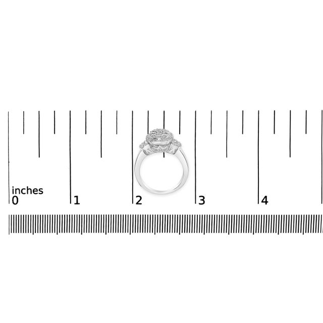 Metal 10K White Gold 1.0 Cttw Diamond Oval Cluster with Halo Vintage-Inspired Art Deco Buckle Style Statement Ring (G-H Color, SI1-SI2 Clarity) - Size 7 For Sale - Image 7 of 7