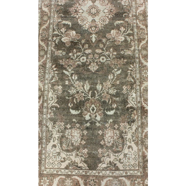 Green Color Very Long Antique Persian Runner With Floral Medallions 2'9 X 22'10 For Sale In Atlanta - Image 6 of 11