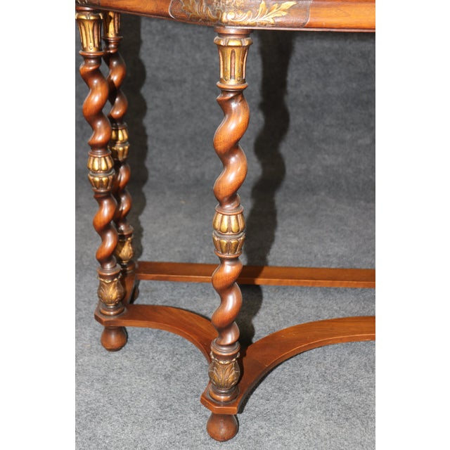 Wood Superb Burled Walnut Carved English Barley Twist Leg Console Table For Sale - Image 7 of 11