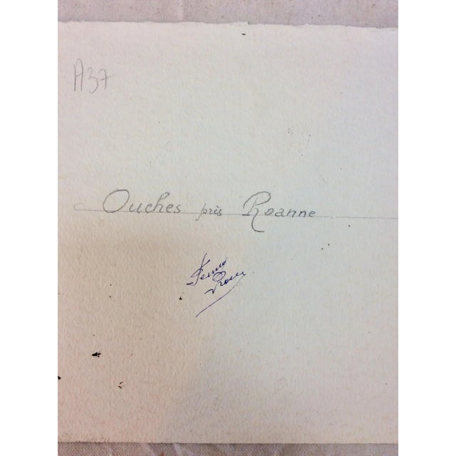 Mid 20th Century French Watercolor Painting, Ouches Pres Roanne For Sale - Image 9 of 10
