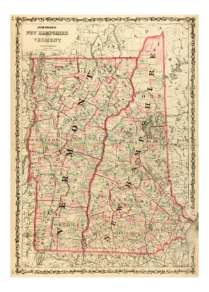 Antique Map of New Hampshire & Vermont, 1861