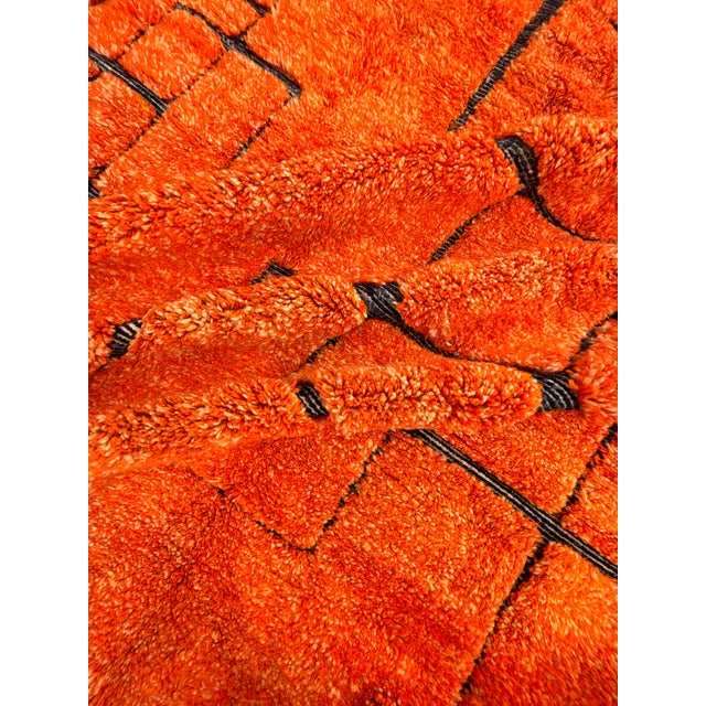 Large Moroccan Beni M'rirt Rug – Hand Knotted Berber Wool Carpet – Orange Geometric Atlas Design For Sale - Image 10 of 14