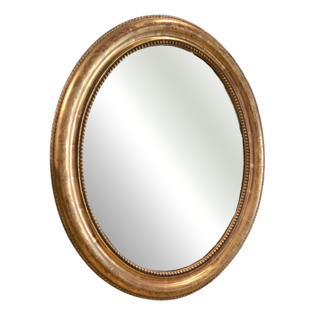 Louis Philippe Style Oval Mirror with Gilded Frame, France, 19th Century For Sale