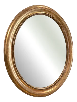 Louis Philippe Style Oval Mirror with Gilded Frame, France, 19th Century