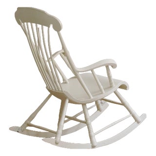 Vintage Windsor-Style White Rocking Chair For Sale