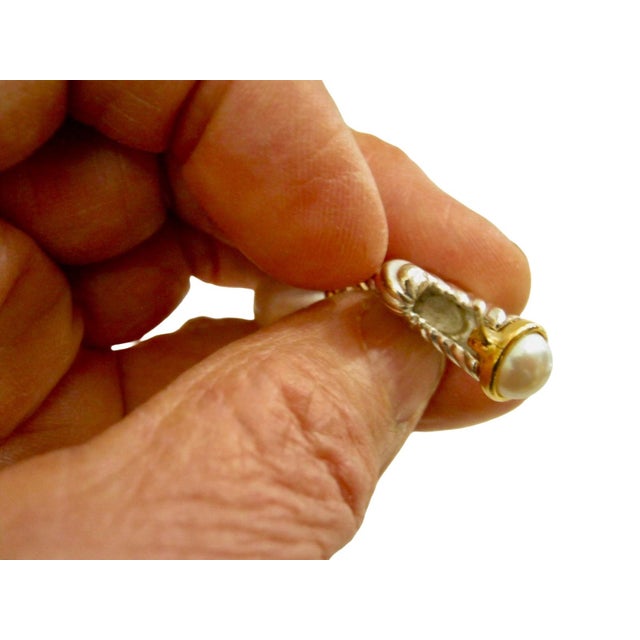 Givenchy Givenchy 1980s Silver & Gold Plated Glass Pearl Dangle Earrings, 2 Pieces For Sale - Image 4 of 4