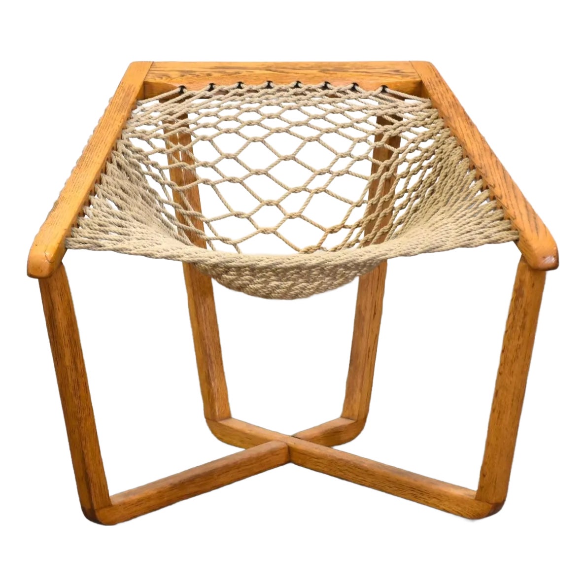 1970s Modern Oak Net Chair | Chairish