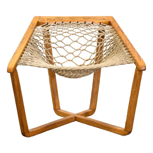 1970s Modern Oak Net Chair For Sale