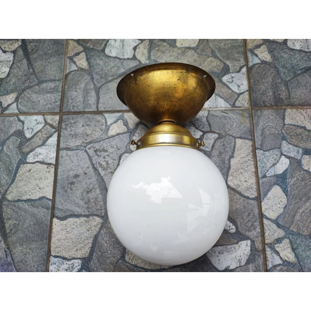 Metal Art Deco Brass Ceiling Lamp, 1920s For Sale - Image 7 of 7