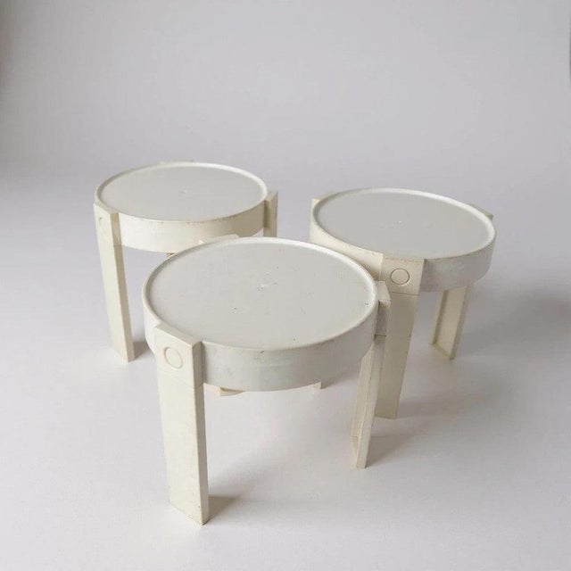 These vintage stacking tables bring authentic 1970s space age furniture style into your home, offering durable molded...
