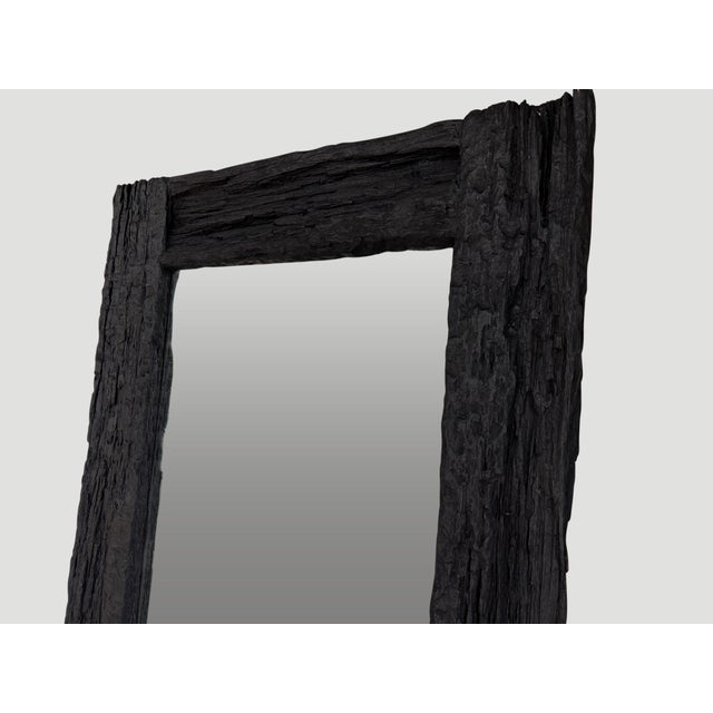 Andrianna Shamaris Charred Iron Wood Frame Mirror For Sale - Image 4 of 5