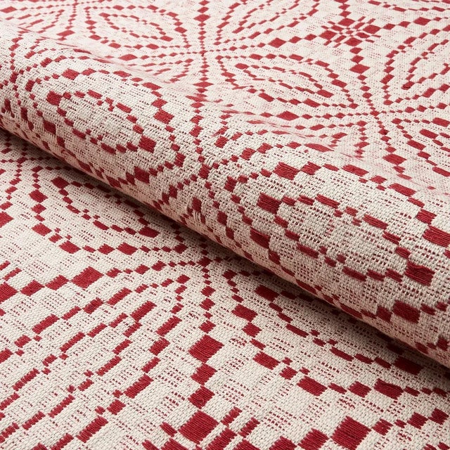 Schumacher Schumacher Francestown Coverlet Fabric in Crimson For Sale - Image 4 of 5