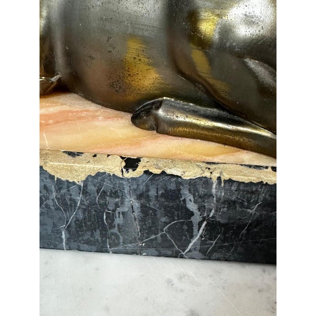 Art Deco, Unknown, Figurative Sculpture, 1930, Spelter and Marble For Sale - Image 12 of 17