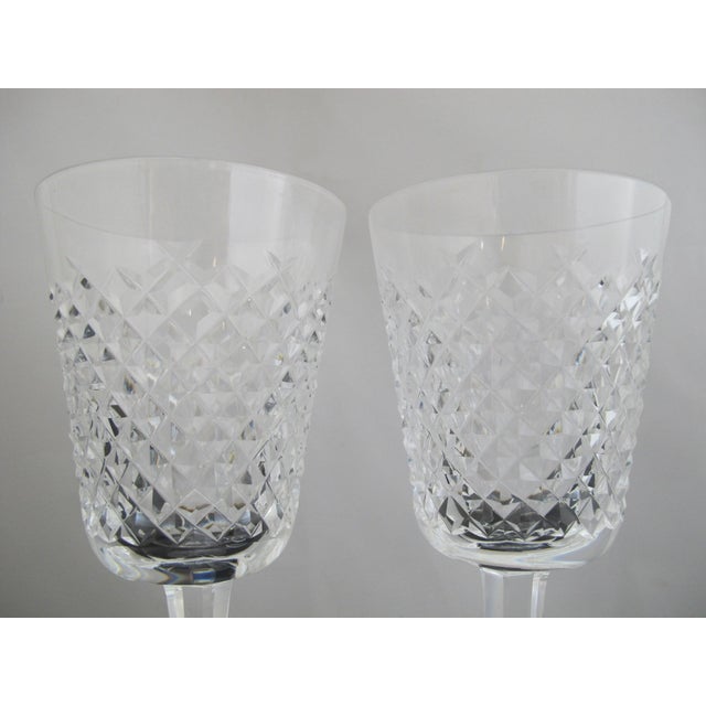 Hollywood Regency Waterford Cut Diamond Crystal Alana Water Goblet 6 7/8" Glass Pair For Sale - Image 3 of 8