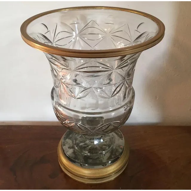 Transparent 19th Century Anglo Irish Cut Crystal Glass Mounted Vase For Sale - Image 8 of 11