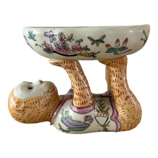 Chinese Porcelain Monkey Catchall Bowl For Sale