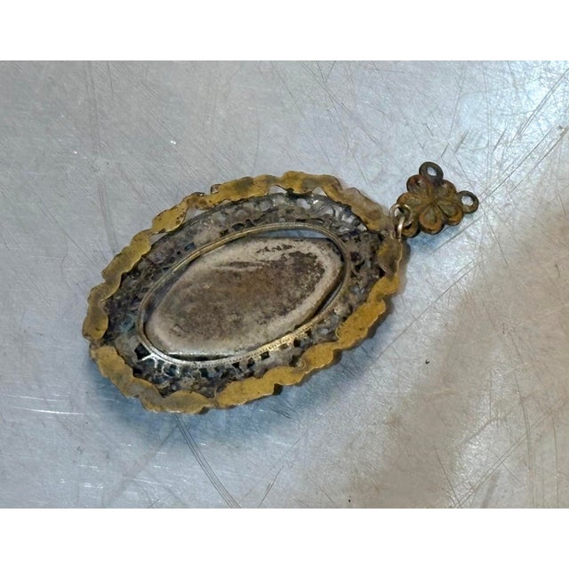 Early 20th Century Early 20th Century Victorian Style Micromosaic Silver Tone Pendant For Sale - Image 5 of 5