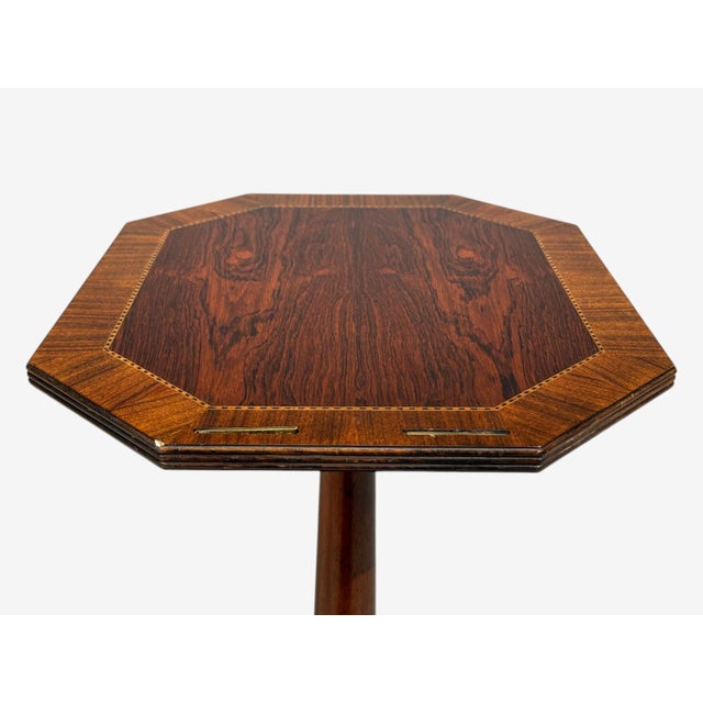 Baker Furniture, Tilt-Top End Table, Mahogany, Rosewood, Brass, Usa, 1970s For Sale In New York - Image 6 of 12