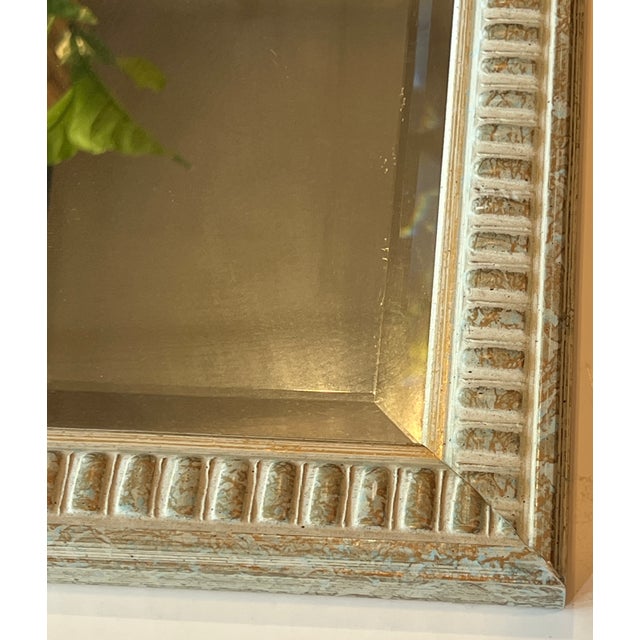 Late 20th Century White Gold Embossed Wood Mirror For Sale - Image 5 of 10