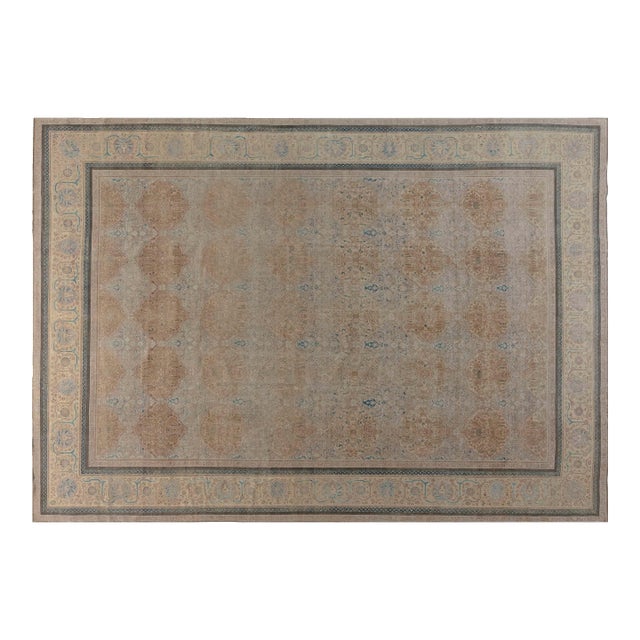 Mid-20th century Indian Botanic Handmade Wool Carpet For Sale