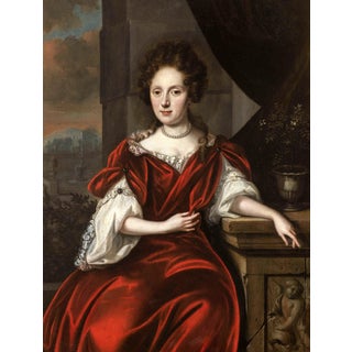 Reinier De La Haye, Portrait of a Lady in Front of a Park Landscape, Oil on Canvas For Sale