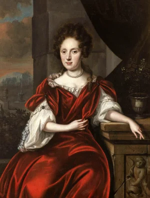 Reinier De La Haye, Portrait of a Lady in Front of a Park Landscape, Oil on Canvas