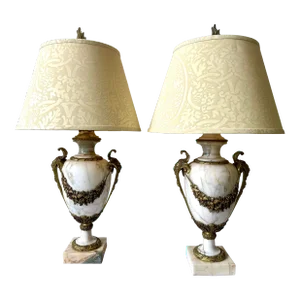 Louis XVI Marble Urn Lamps