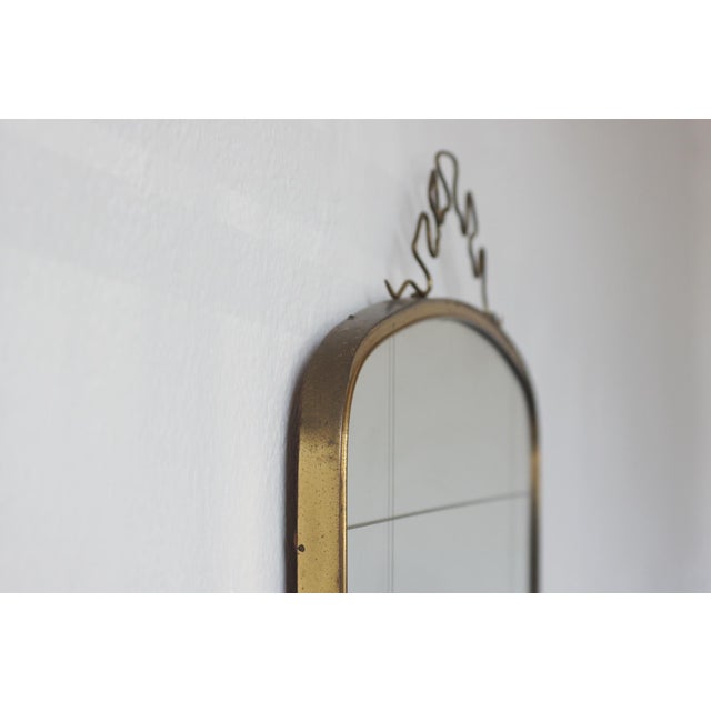 Large Mid-Century Modern Wall Mirror with Brass Crown from Münchner Zierspiegel For Sale - Image 4 of 6