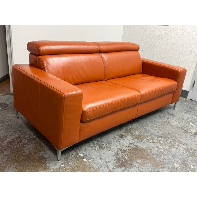 Queen Size Andrew Leather Sleeper Sofa For Sale - Image 4 of 12