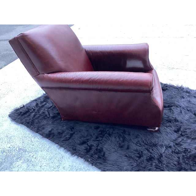 Traditional Vintage Large Burgundy Leather Club Chair by Hickory Furniture For Sale - Image 3 of 10