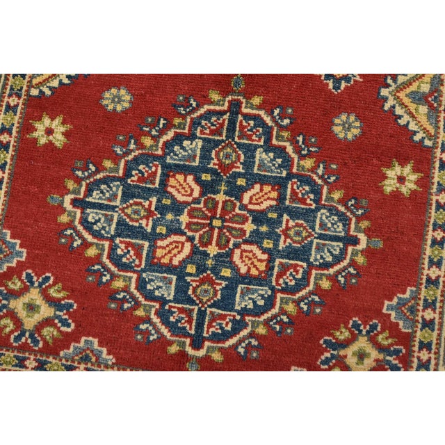 Kazak Runner 2’9” X 9’7” Red Wool Tribal Hand-Knotted Oriental Rug For Sale - Image 4 of 13