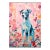 Pink and Blue Floral Dog, 9x12 Giclée Print of a Dog in a Colorful Garden For Sale