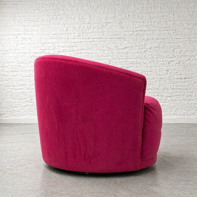 Postmodern Pink Swivel Lounge Chair / Armchair in the Style of Vladimir Kagan, C. 1980's For Sale In New York - Image 6 of 9