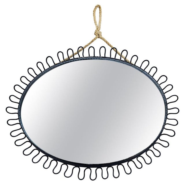 Mid-Century Modern Oval Sunburst Mirror attributed to Josef Frank, West Germany, 1960s For Sale - Image 6 of 6