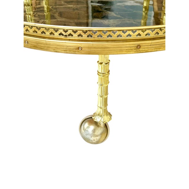 Mid 20th Century Mid-Century Brass & Tortoise Bar Cart in the Style of Maison Jansen For Sale - Image 5 of 18