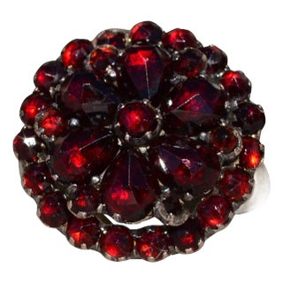 Ladies Bohemian Garnet Cocktail Ring in 14K Gold with Silver Top For Sale