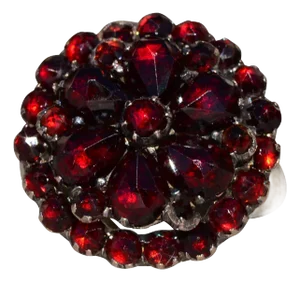 Ladies Bohemian Garnet Cocktail Ring in 14K Gold with Silver Top