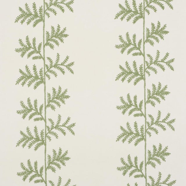 SAMPLE - Schumacher Eloise Embroidery Wallpaper In Sage For Sale