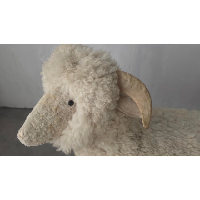 Textile Mid Century Wool Ram Sheep Stool Sculpture For Sale - Image 7 of 8